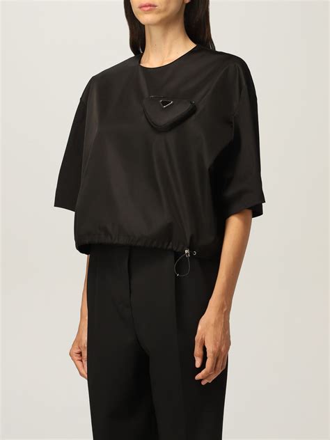 prada t shirt women|prada nylon off shoulder top.